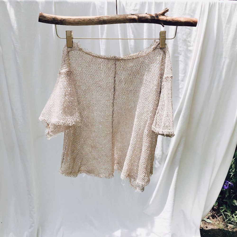 Zara cream mesh over top with raw edges